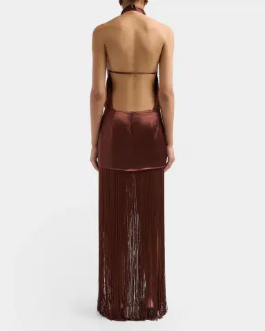 Retrofête Cyrelle Cowl Fringe Maxi Dress | Thumbnail 3 Retrofête Cyrelle Cowl Fringe Maxi Dress | Thumbnail 3