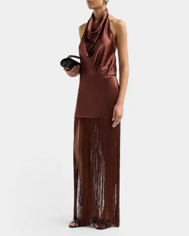 Retrofête Cyrelle Cowl Fringe Maxi Dress | Thumbnail 4 Retrofête Cyrelle Cowl Fringe Maxi Dress | Thumbnail 4