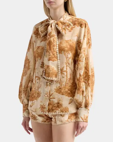Zimmermann Indra Printed Tieneck Blouse | Thumbnail 4 Zimmermann Indra Printed Tieneck Blouse | Thumbnail 4