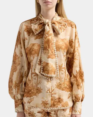 Zimmermann Indra Printed Tieneck Blouse | Thumbnail 5 Zimmermann Indra Printed Tieneck Blouse | Thumbnail 5