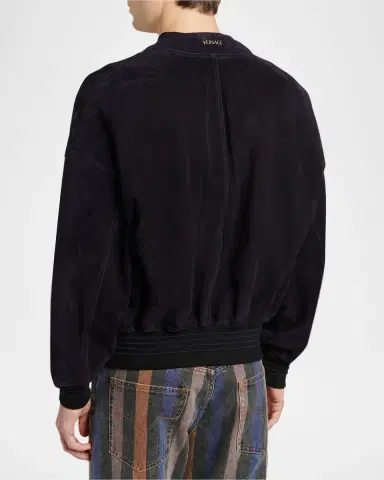 Versace Men's V-Neck Leather Blouson | Thumbnail 3 Versace Men's V-Neck Leather Blouson | Thumbnail 3