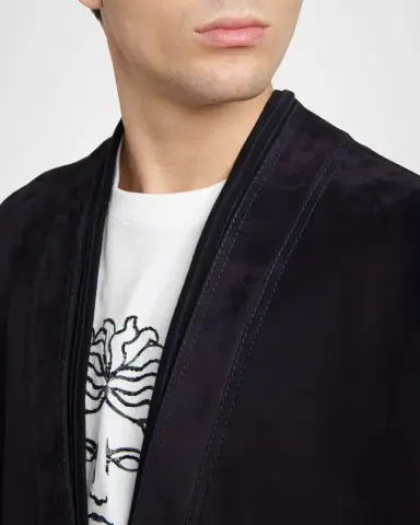 Versace Men's V-Neck Leather Blouson | Thumbnail 5 Versace Men's V-Neck Leather Blouson | Thumbnail 5