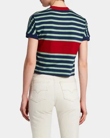 Versace La Vacanza Vintage Logo Striped Cotton T-Shirt | Thumbnail 3 Versace La Vacanza Vintage Logo Striped Cotton T-Shirt | Thumbnail 3