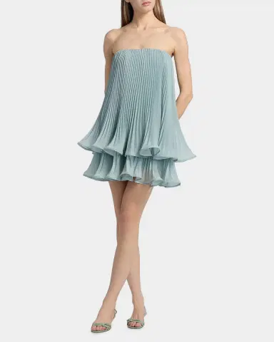 AMUR Dalia Pleated Strapless Babydoll Mini Dress | Thumbnail 2 AMUR Dalia Pleated Strapless Babydoll Mini Dress | Thumbnail 2