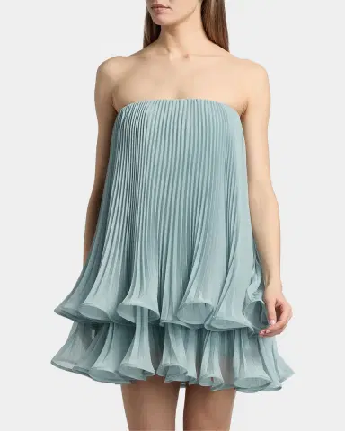 AMUR Dalia Pleated Strapless Babydoll Mini Dress | Thumbnail 4 AMUR Dalia Pleated Strapless Babydoll Mini Dress | Thumbnail 4