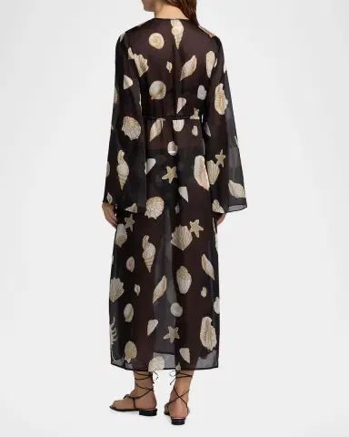 Milly Vince Seashell-Print Cover-Up Midi Dress | Thumbnail 3 Milly Vince Seashell-Print Cover-Up Midi Dress | Thumbnail 3