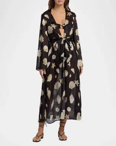 Milly Vince Seashell-Print Cover-Up Midi Dress | Thumbnail 4 Milly Vince Seashell-Print Cover-Up Midi Dress | Thumbnail 4