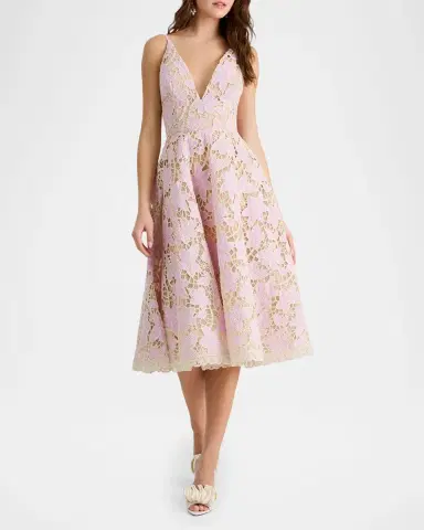HELSI Amelia Plunging Floral Lace Midi Dress | Thumbnail 2 HELSI Amelia Plunging Floral Lace Midi Dress | Thumbnail 2
