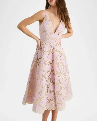 HELSI Amelia Plunging Floral Lace Midi Dress | Thumbnail 5 HELSI Amelia Plunging Floral Lace Midi Dress | Thumbnail 5