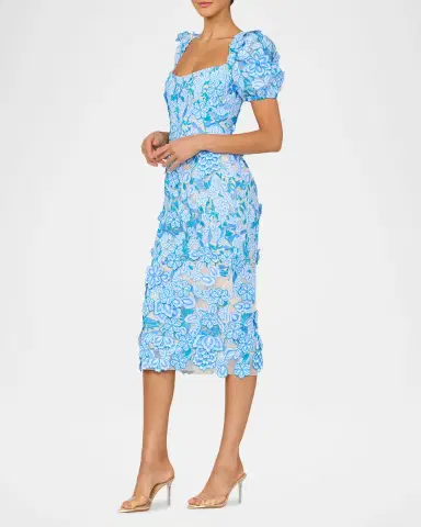 HELSI Exclusive Lucia Embroidered Puff-Sleeve Midi Dress | Thumbnail 4 HELSI Exclusive Lucia Embroidered Puff-Sleeve Midi Dress | Thumbnail 4