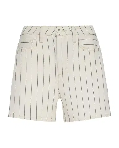 L'AGENCE Lissania Pinstriped Ultra High-Rise Denim Shorts | Thumbnail 1 L'AGENCE Lissania Pinstriped Ultra High-Rise Denim Shorts | Thumbnail 1
