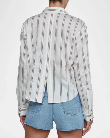 L'AGENCE Cosette Shadow Striped Crop Shirt | Thumbnail 3 L'AGENCE Cosette Shadow Striped Crop Shirt | Thumbnail 3