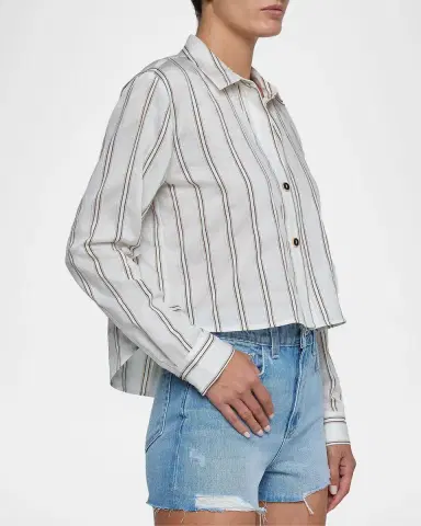 L'AGENCE Cosette Shadow Striped Crop Shirt | Thumbnail 4 L'AGENCE Cosette Shadow Striped Crop Shirt | Thumbnail 4