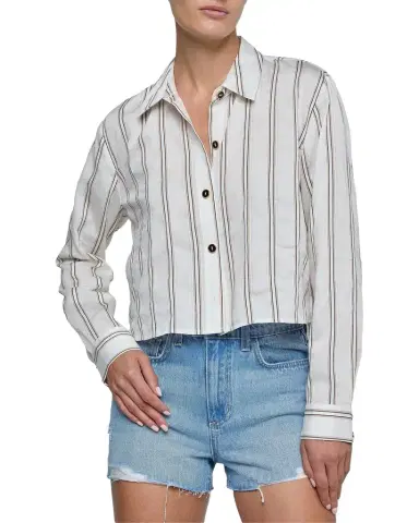 L'AGENCE Cosette Shadow Striped Crop Shirt | Thumbnail 1 L'AGENCE Cosette Shadow Striped Crop Shirt | Thumbnail 1