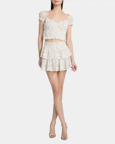 LoveShackFancy Ruffled Floral Cotton A-Line Miniskirt | Thumbnail 2 LoveShackFancy Ruffled Floral Cotton A-Line Miniskirt | Thumbnail 2