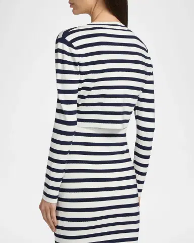 LoveShackFancy Avanette Striped Crop Cardigan | Thumbnail 3 LoveShackFancy Avanette Striped Crop Cardigan | Thumbnail 3