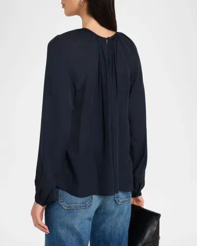 Nili Lotan Saint Tropez Long-Sleeve Silk Top | Thumbnail 3 Nili Lotan Saint Tropez Long-Sleeve Silk Top | Thumbnail 3