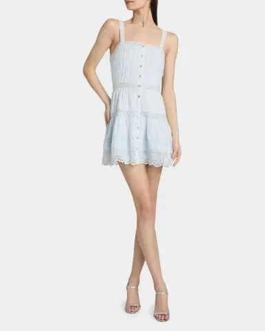 LoveShackFancy Charlize Lace Cotton Tiered Minidress | Thumbnail 2 LoveShackFancy Charlize Lace Cotton Tiered Minidress | Thumbnail 2