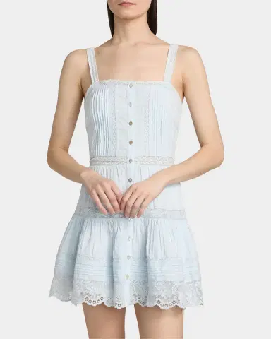 LoveShackFancy Charlize Lace Cotton Tiered Minidress | Thumbnail 4 LoveShackFancy Charlize Lace Cotton Tiered Minidress | Thumbnail 4