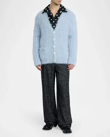 Dolce & Gabbana Men's Silk Twill Polka Dot Monogram Camp Shirt | Thumbnail 2 Dolce & Gabbana Men's Silk Twill Polka Dot Monogram Camp Shirt | Thumbnail 2