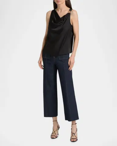 Cinq à Sept Bangle Elora Cowlneck Satin Top | Thumbnail 2 Cinq à Sept Bangle Elora Cowlneck Satin Top | Thumbnail 2