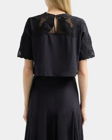 Veronica Beard Errol Eyelet Cotton Crop Top | Thumbnail 4 Veronica Beard Errol Eyelet Cotton Crop Top | Thumbnail 4