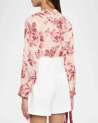 Johnny Was Ruffle-Cuff Floral Blouse | Thumbnail 3 Johnny Was Ruffle-Cuff Floral Blouse | Thumbnail 3