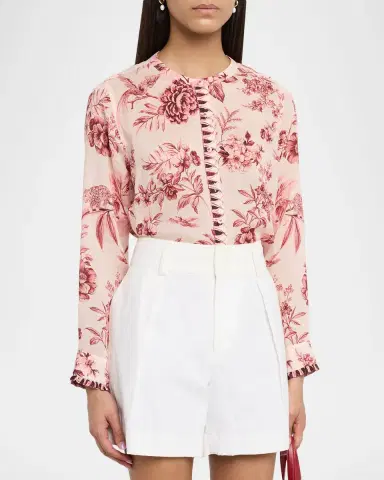 Johnny Was Ruffle-Cuff Floral Blouse | Thumbnail 4 Johnny Was Ruffle-Cuff Floral Blouse | Thumbnail 4