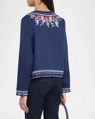 Johnny Was Floral-Embroidered Linen Bolero Jacket | Thumbnail 3 Johnny Was Floral-Embroidered Linen Bolero Jacket | Thumbnail 3