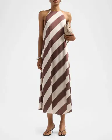SEROYA Marci Striped Open-Back Midi Dress | Thumbnail 2 SEROYA Marci Striped Open-Back Midi Dress | Thumbnail 2