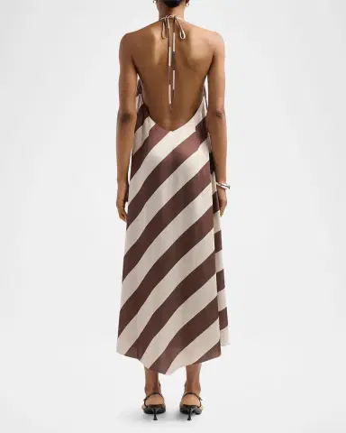 SEROYA Marci Striped Open-Back Midi Dress | Thumbnail 3 SEROYA Marci Striped Open-Back Midi Dress | Thumbnail 3