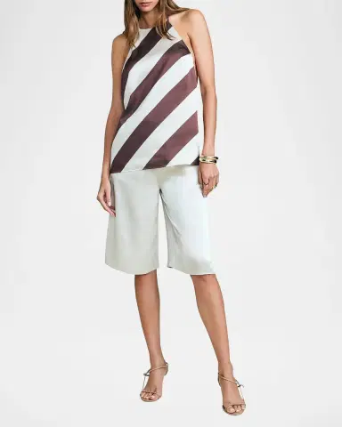 SEROYA Tilly Striped Satin Halterneck Top | Thumbnail 2 SEROYA Tilly Striped Satin Halterneck Top | Thumbnail 2
