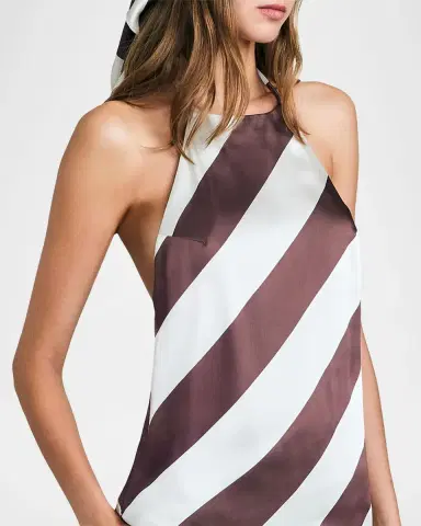 SEROYA Tilly Striped Satin Halterneck Top | Thumbnail 5 SEROYA Tilly Striped Satin Halterneck Top | Thumbnail 5