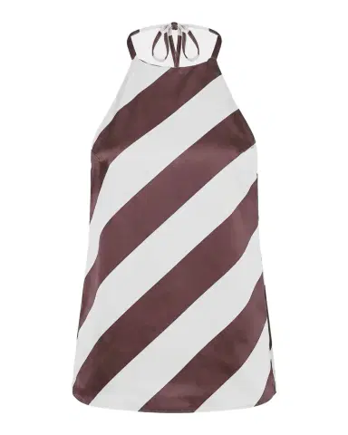 SEROYA Tilly Striped Satin Halterneck Top | Thumbnail 1 SEROYA Tilly Striped Satin Halterneck Top | Thumbnail 1