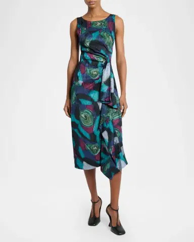 Dries Van Noten Dropps Sleeveless Ruched Ruffle Midi Dress | Thumbnail 2 Dries Van Noten Dropps Sleeveless Ruched Ruffle Midi Dress | Thumbnail 2