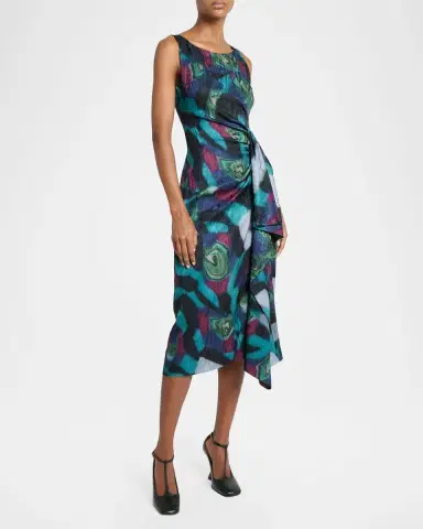 Dries Van Noten Dropps Sleeveless Ruched Ruffle Midi Dress | Thumbnail 4 Dries Van Noten Dropps Sleeveless Ruched Ruffle Midi Dress | Thumbnail 4