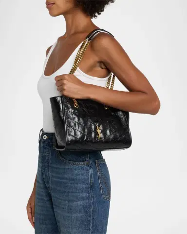 Saint Laurent Niki Small East-West Chevron Leather Shopping Bag | Thumbnail 2 Saint Laurent Niki Small East-West Chevron Leather Shopping Bag | Thumbnail 2