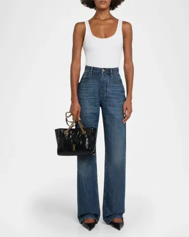 Saint Laurent Niki Small East-West Chevron Leather Shopping Bag | Thumbnail 5 Saint Laurent Niki Small East-West Chevron Leather Shopping Bag | Thumbnail 5