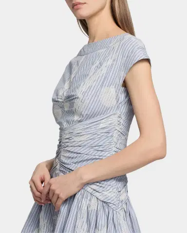 AMUR Rowyn Striped Ruched Bubble Mini Dress | Thumbnail 5 AMUR Rowyn Striped Ruched Bubble Mini Dress | Thumbnail 5