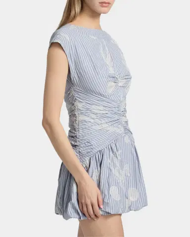 AMUR Rowyn Striped Ruched Bubble Mini Dress | Thumbnail 7 AMUR Rowyn Striped Ruched Bubble Mini Dress | Thumbnail 7