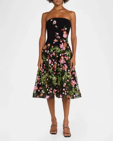 HELSI Blair Strapless Floral Applique Midi Dress | Thumbnail 2 HELSI Blair Strapless Floral Applique Midi Dress | Thumbnail 2