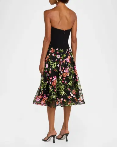 HELSI Blair Strapless Floral Applique Midi Dress | Thumbnail 3 HELSI Blair Strapless Floral Applique Midi Dress | Thumbnail 3