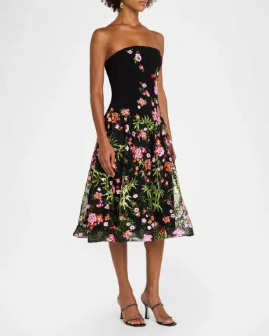 HELSI Blair Strapless Floral Applique Midi Dress | Thumbnail 4 HELSI Blair Strapless Floral Applique Midi Dress | Thumbnail 4
