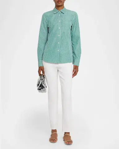 Lafayette 148 New York Striped Button-Front Cotton Shirt | Thumbnail 2 Lafayette 148 New York Striped Button-Front Cotton Shirt | Thumbnail 2