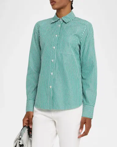 Lafayette 148 New York Striped Button-Front Cotton Shirt | Thumbnail 4 Lafayette 148 New York Striped Button-Front Cotton Shirt | Thumbnail 4