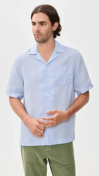 Frescobol Carioca Angelo Linen hirt Baby Blue | Thumbnail 2 Frescobol Carioca Angelo Linen hirt Baby Blue | Thumbnail 2