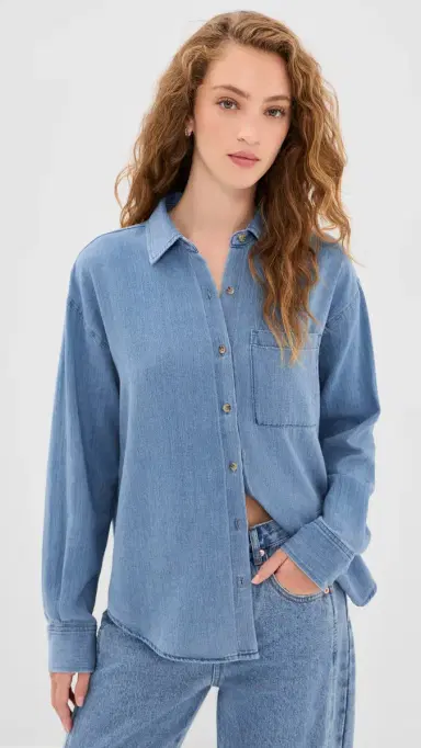 Z Supply Perfect Twill Button Up Classic Indigo | Thumbnail 2 Z Supply Perfect Twill Button Up Classic Indigo | Thumbnail 2