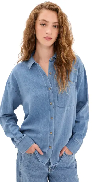Z Supply Perfect Twill Button Up Classic Indigo | Thumbnail 1 Z Supply Perfect Twill Button Up Classic Indigo | Thumbnail 1