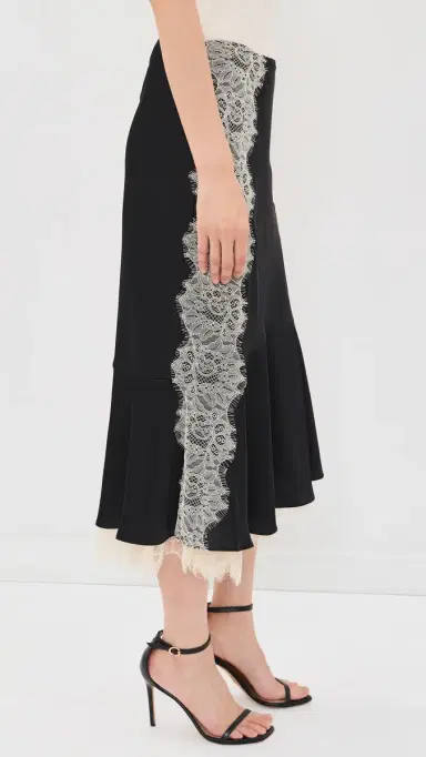 Cinq à Sept Esme Satin Liore Skirt Black/Gardenia | Thumbnail 4 Cinq à Sept Esme Satin Liore Skirt Black/Gardenia | Thumbnail 4