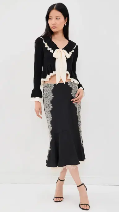 Cinq à Sept Esme Satin Liore Skirt Black/Gardenia | Thumbnail 5 Cinq à Sept Esme Satin Liore Skirt Black/Gardenia | Thumbnail 5